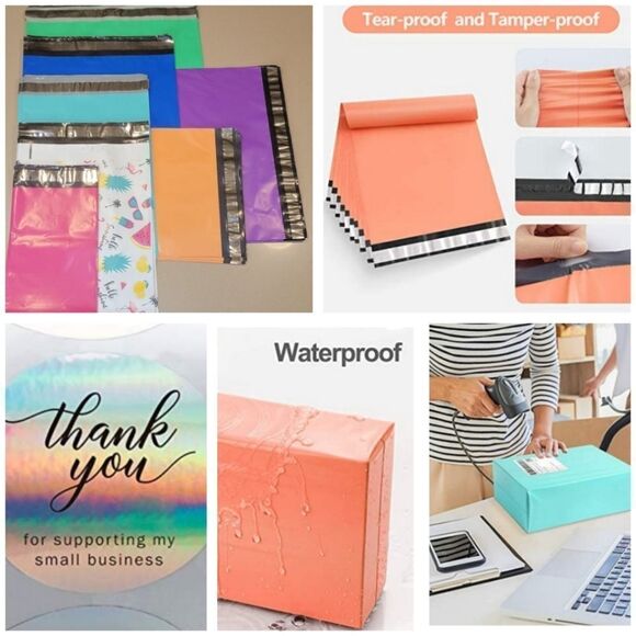 Poly Mailers 50pc Starter Pack w/ 50 Thank you Stickers - Picture 1 of 15